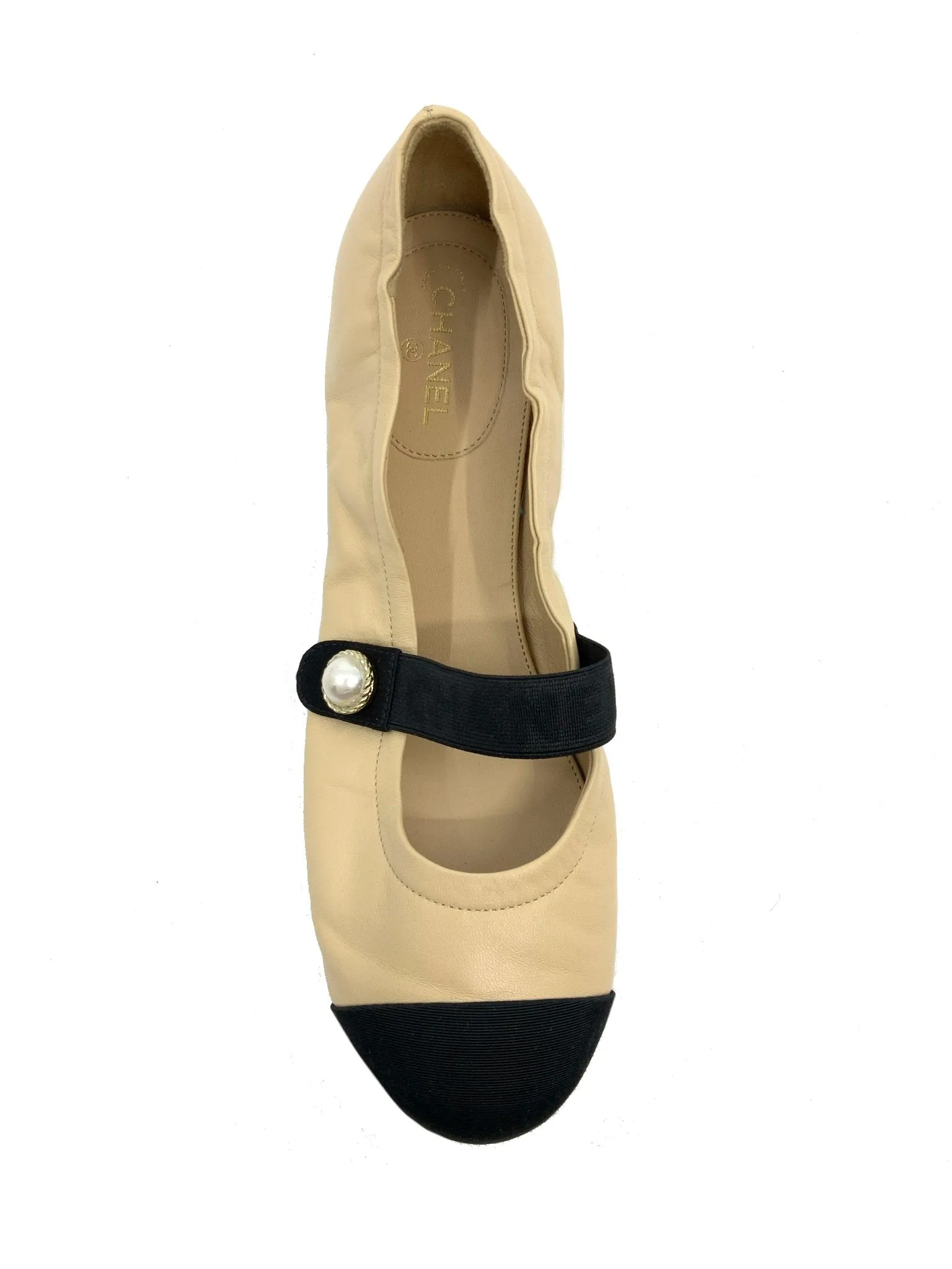 Chanel Lambskin Cap Toe Ballet Flats Size 9