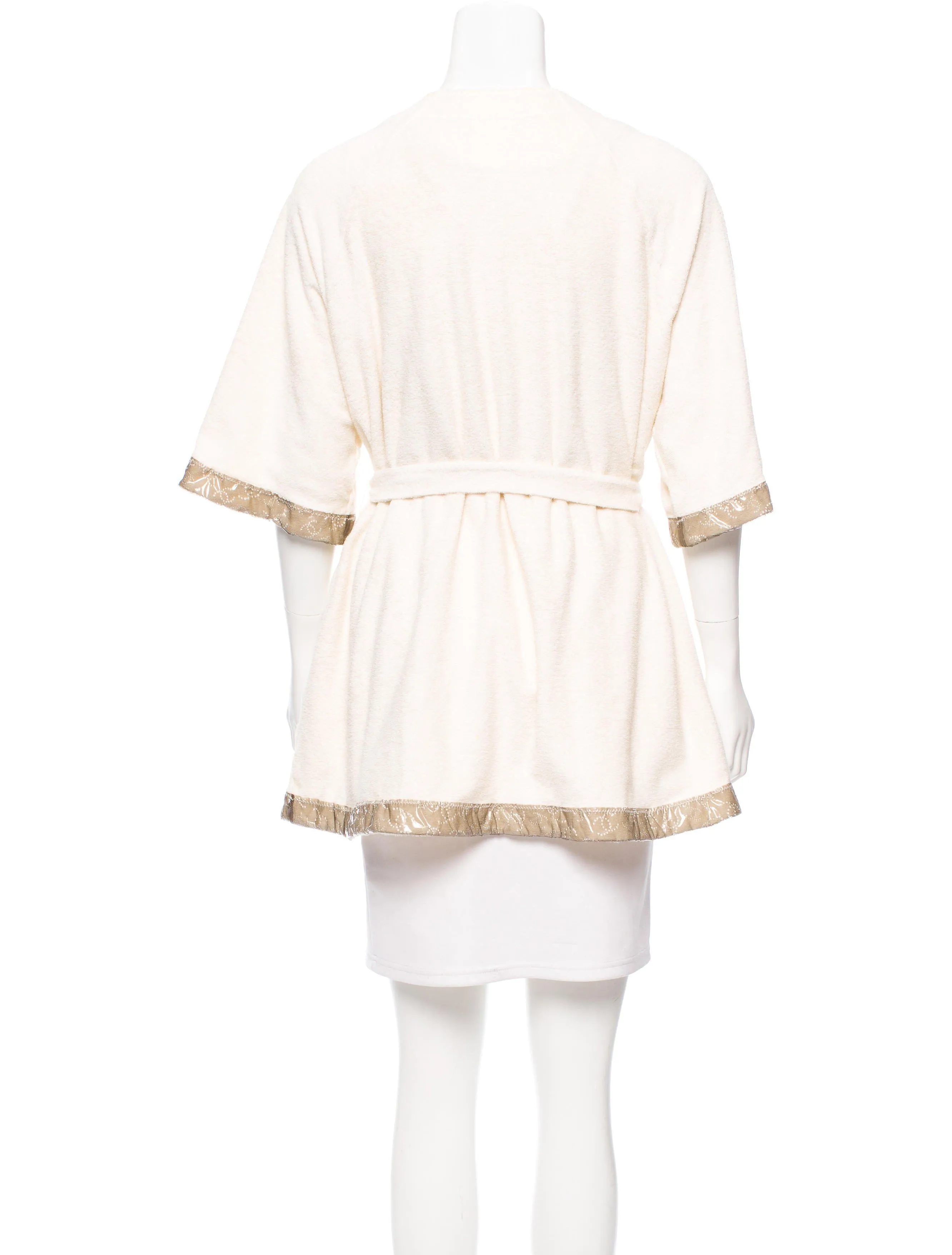 Chanel Swim Robe Ivory Metallic terrycloth Cotton Gold CC Logos 09C Cruise Resort FR 36 US 4/6/8