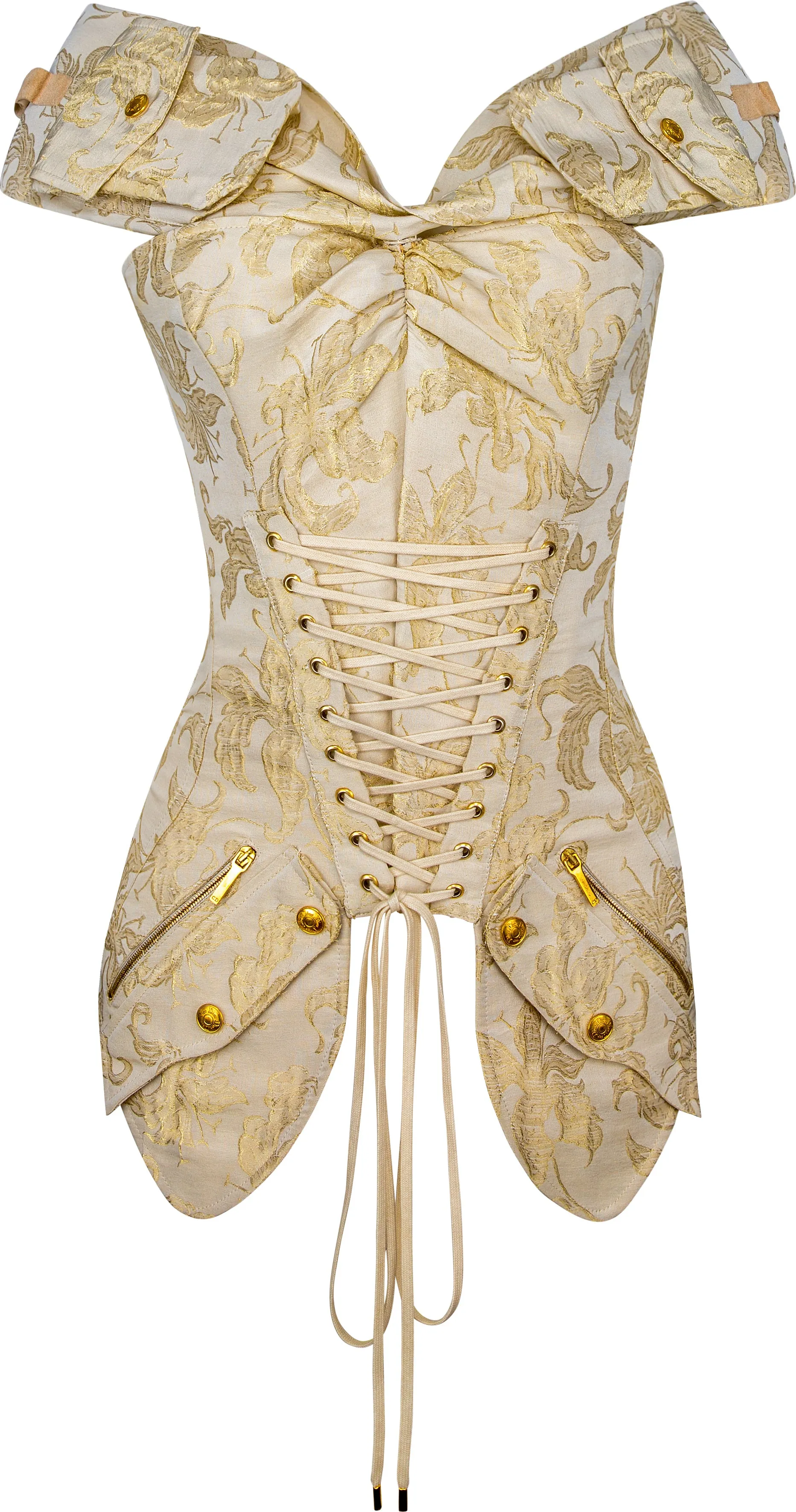 Christian Dior Spring 2003 Silk Jacquard Corset Top