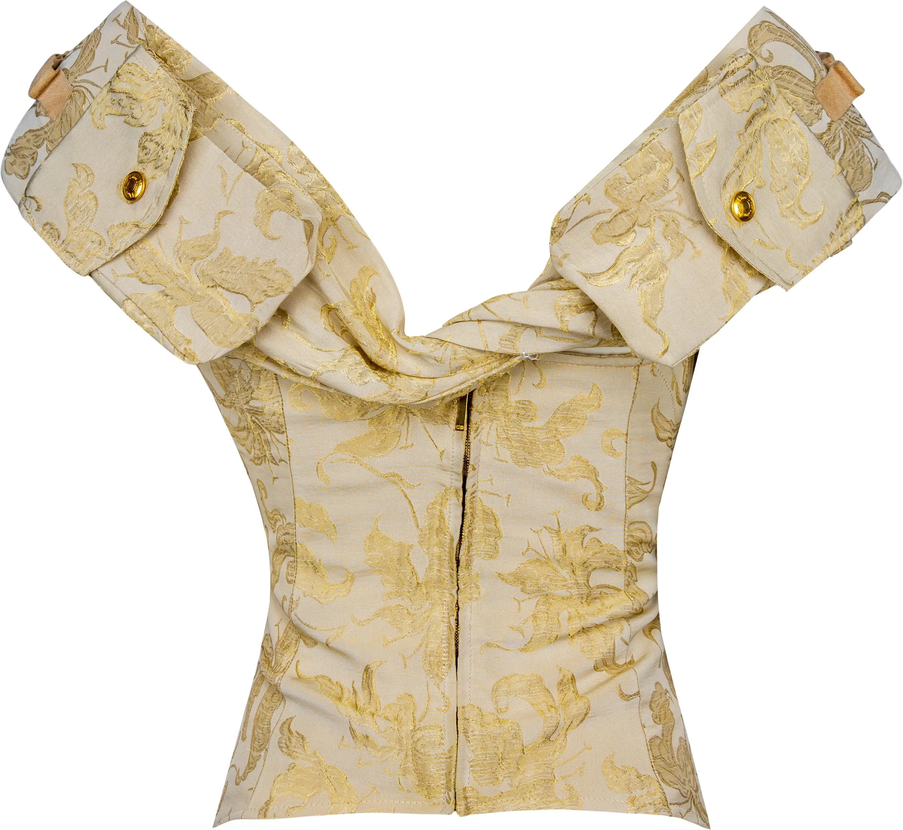 Christian Dior Spring 2003 Silk Jacquard Corset Top