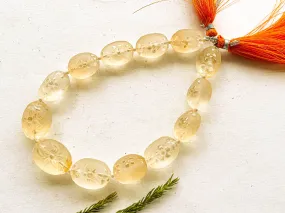 Citrine Flower Carved Frosted Beads