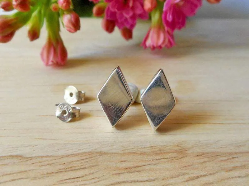 Classic Unique 3 Dimensions Silver Shaped Earrings,Rhombus Earring,Stud Earrings,Geometric Earring,Personalized Gifts,Gifts For Her