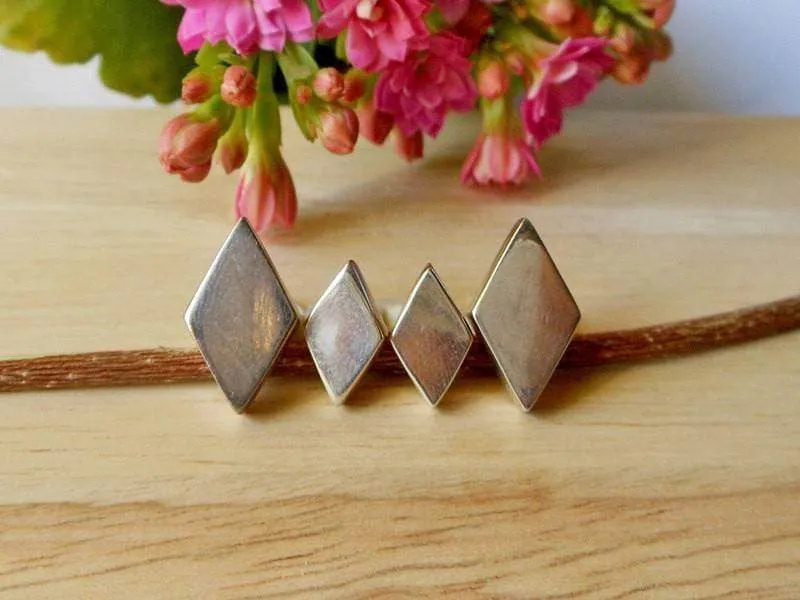 Classic Unique 3 Dimensions Silver Shaped Earrings,Rhombus Earring,Stud Earrings,Geometric Earring,Personalized Gifts,Gifts For Her