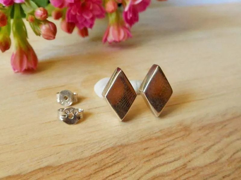 Classic Unique 3 Dimensions Silver Shaped Earrings,Rhombus Earring,Stud Earrings,Geometric Earring,Personalized Gifts,Gifts For Her