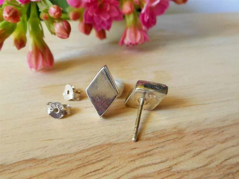 Classic Unique 3 Dimensions Silver Shaped Earrings,Rhombus Earring,Stud Earrings,Geometric Earring,Personalized Gifts,Gifts For Her