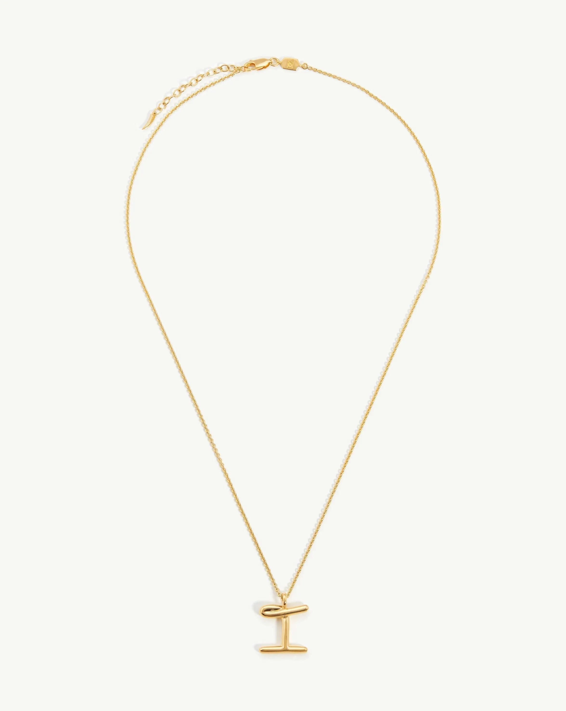 Curly Molten Initial Pendant Necklace - Initial I | 18ct Gold Plated Vermeil