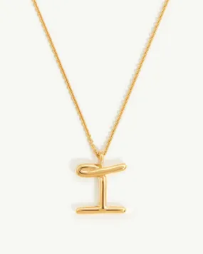 Curly Molten Initial Pendant Necklace - Initial I | 18ct Gold Plated Vermeil