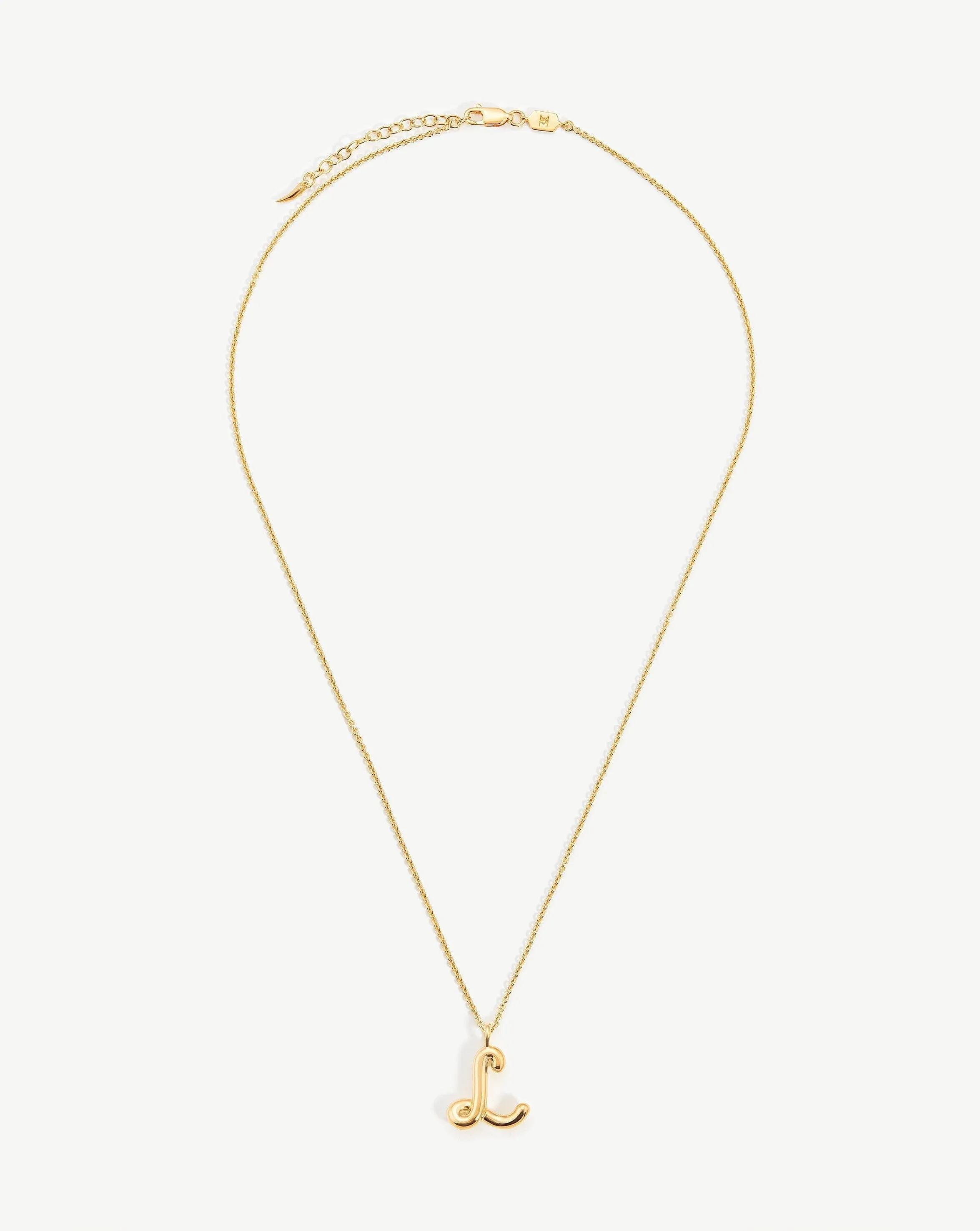 Curly Molten Initial Pendant Necklace - Initial L | 18ct Gold Plated Vermeil