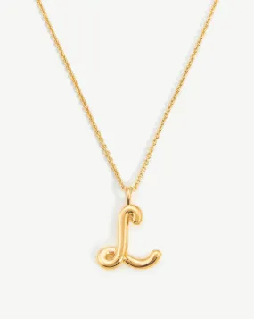 Curly Molten Initial Pendant Necklace - Initial L | 18ct Gold Plated Vermeil