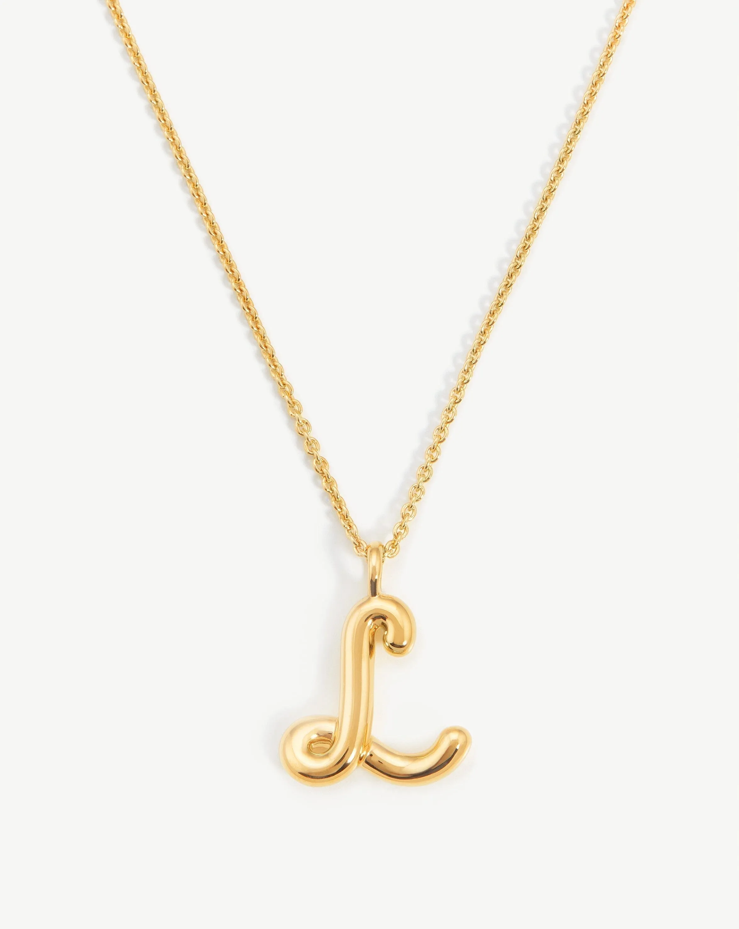 Curly Molten Initial Pendant Necklace - Initial L | 18ct Gold Plated Vermeil