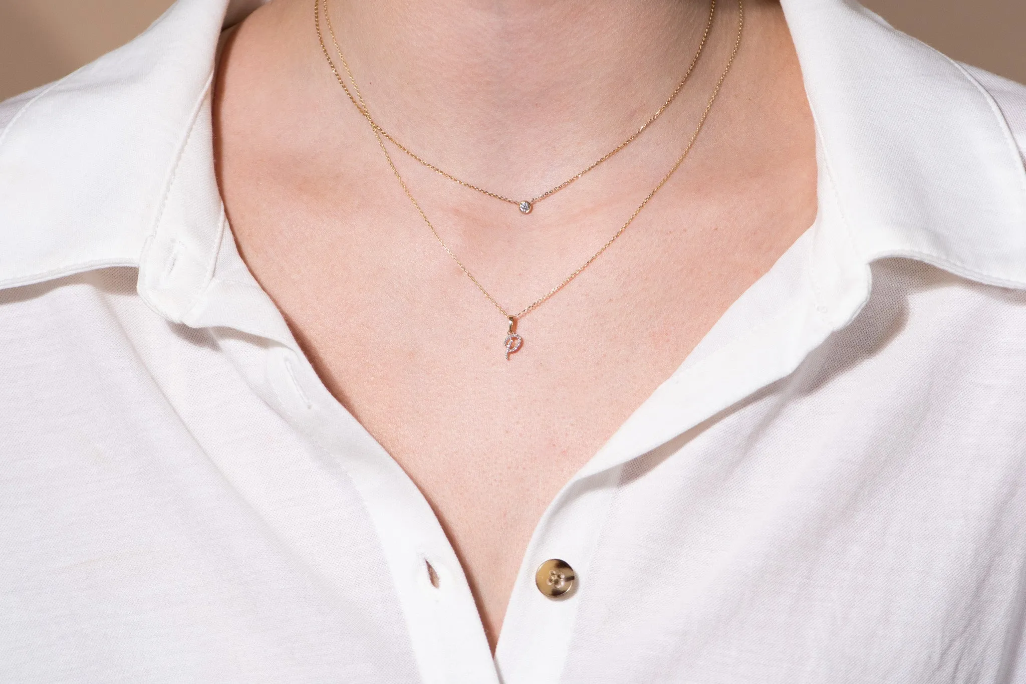 Cursive Diamond Initial Necklace