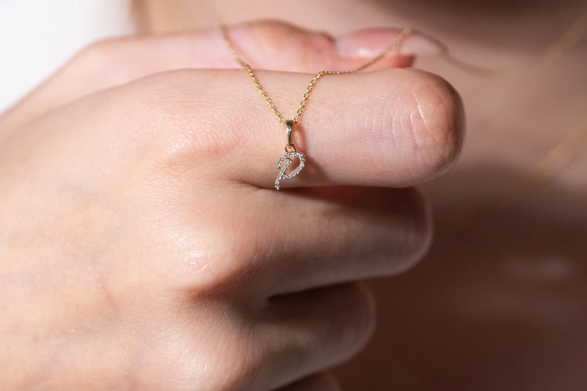 Cursive Diamond Initial Necklace