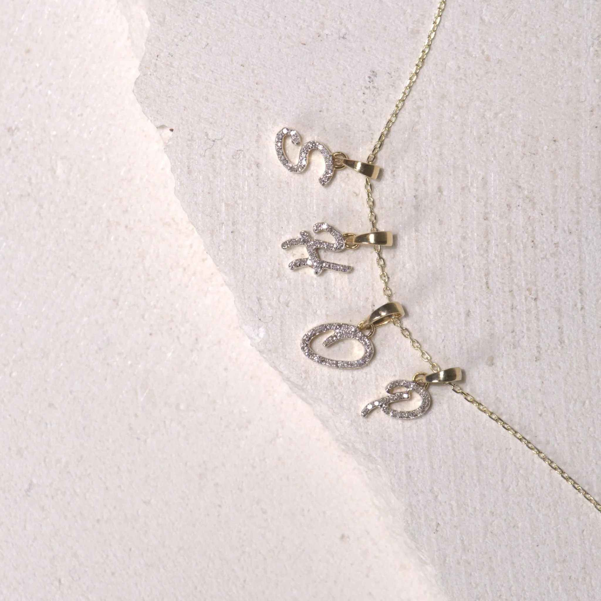 Cursive Diamond Initial Necklace