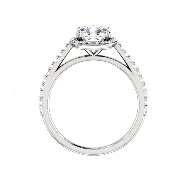 Cushion Halo with Diamonds for 7mm Cushion Cut