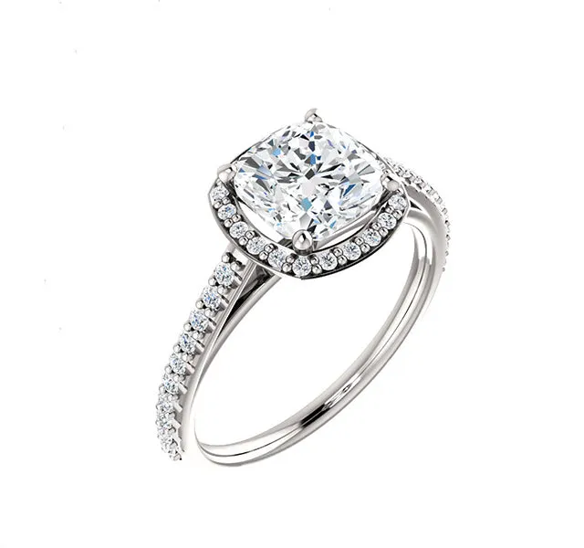 Cushion Halo with Diamonds for 7mm Cushion Cut