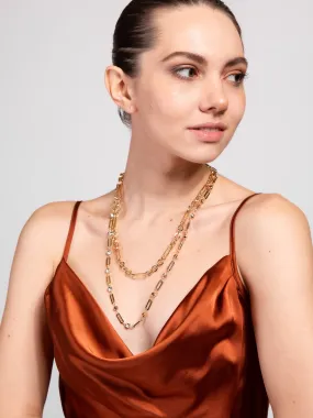 Dakota Metal Link Chain Pearl Necklace