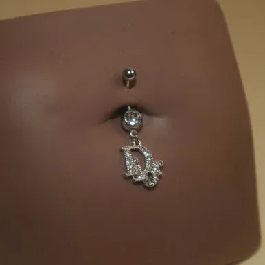 Dangling D letter Navel Ring Belly Button Body Piercing