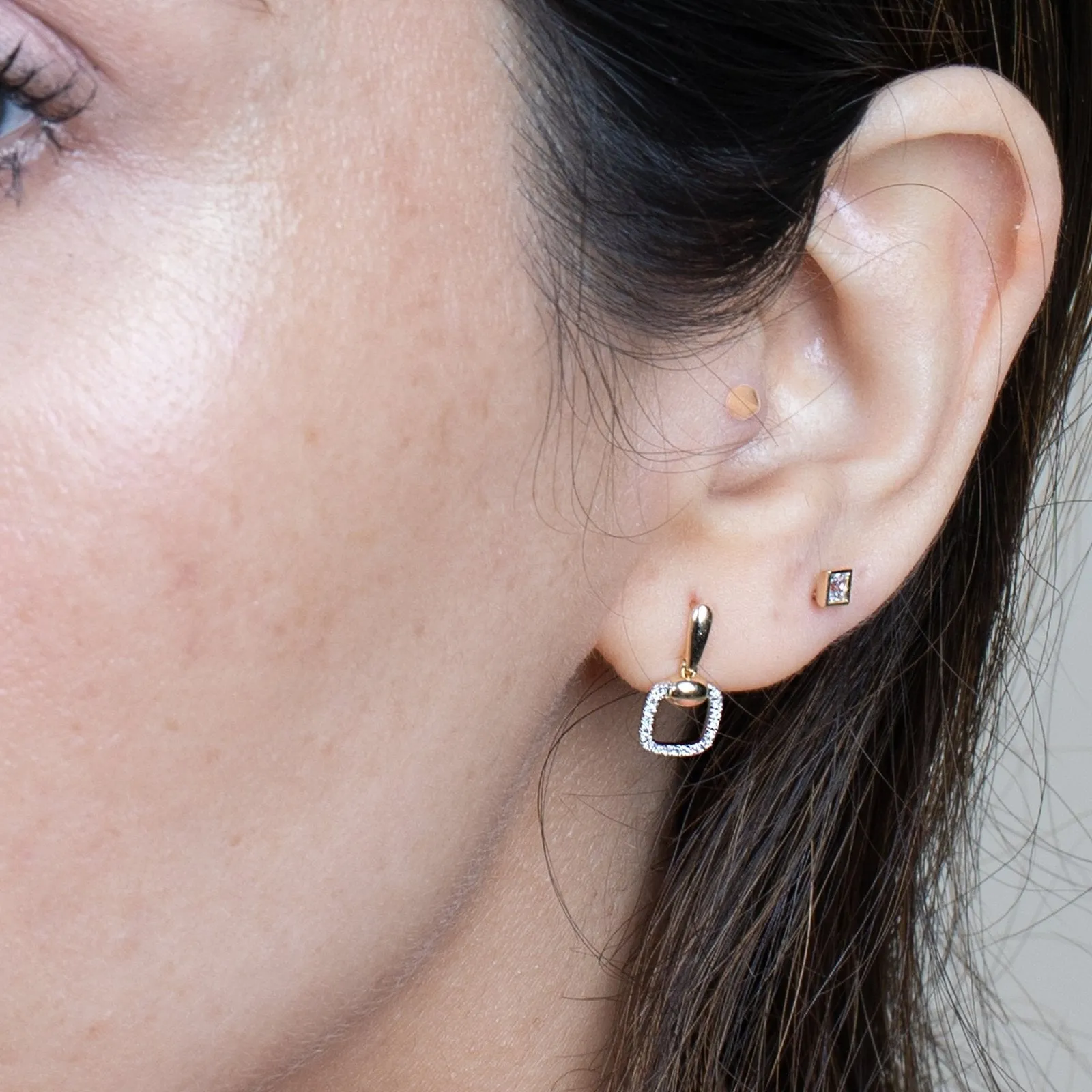 Delicate Diamond Outline Drop Earrings