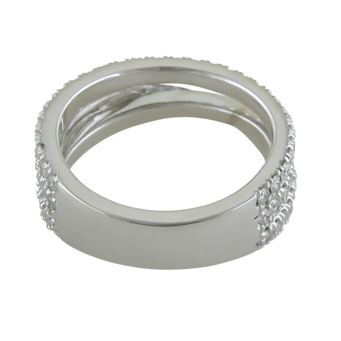 Diamond Crossover Band Ring Three Offset Rows in Platinum 1 Carat