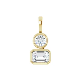 DIAMOND EMERALD & ROUND CUT BEZEL PENDANT