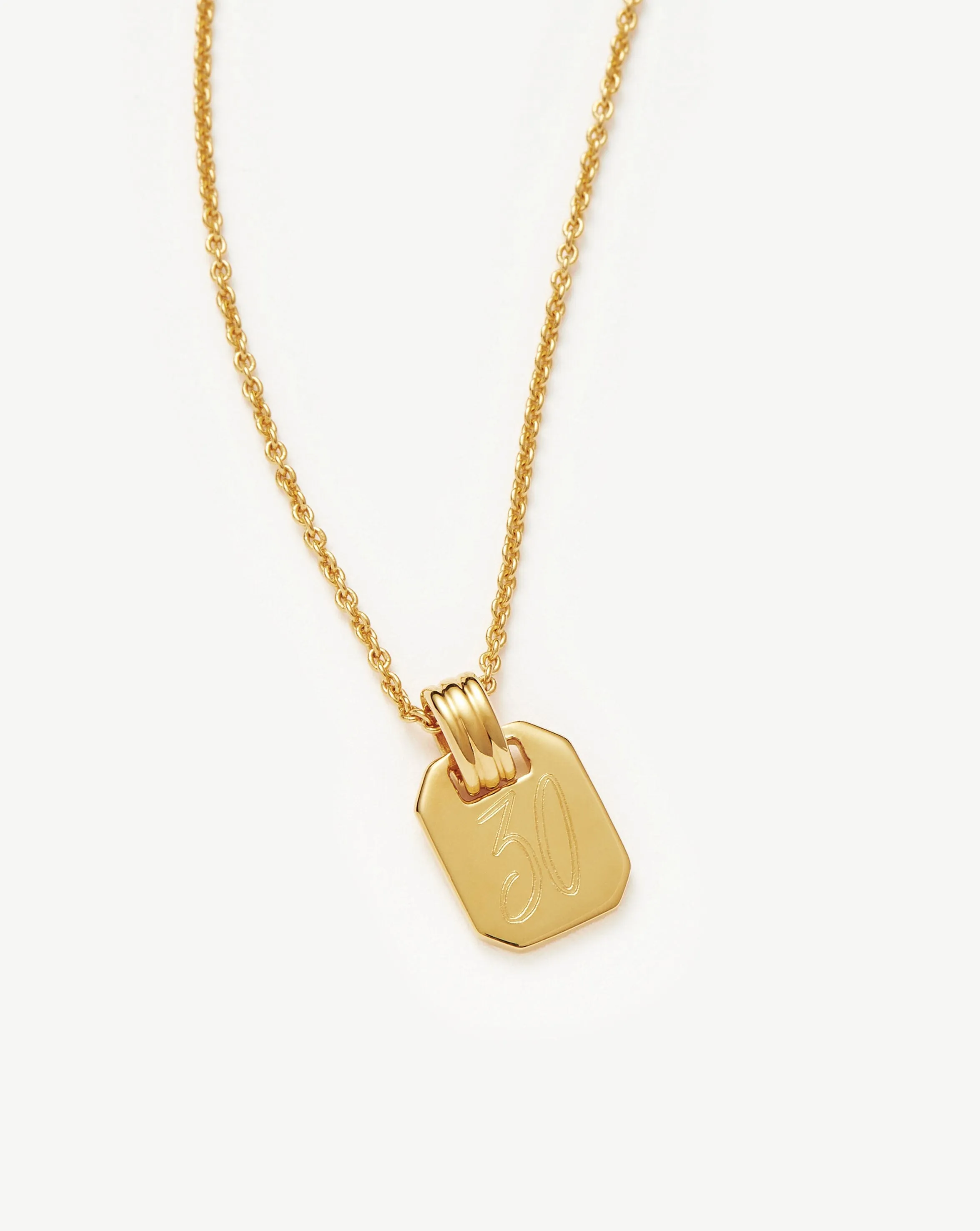 Engravable Small Tag Pendant Necklace | 18ct Gold Plated Vermeil