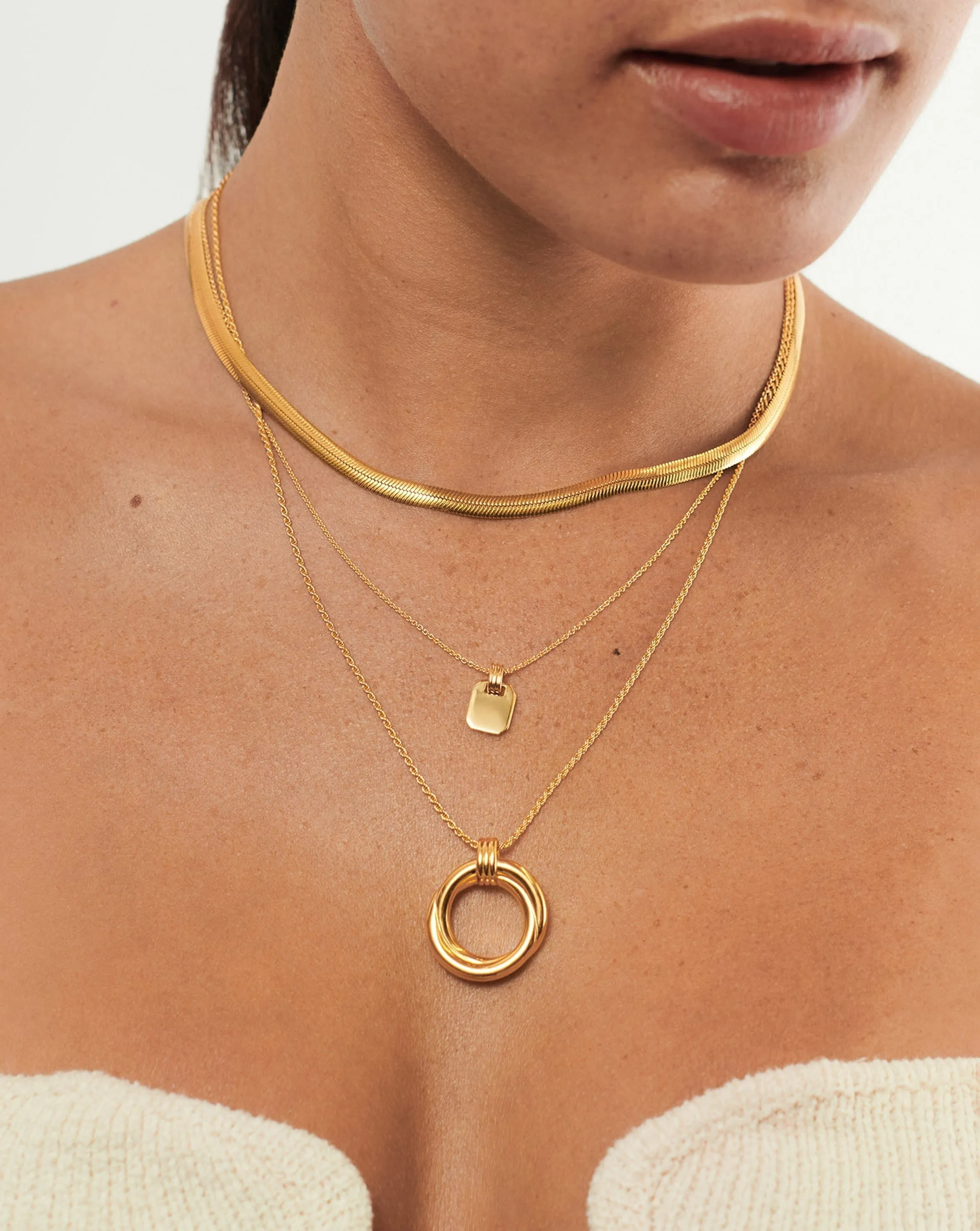 Engravable Small Tag Pendant Necklace | 18ct Gold Plated Vermeil