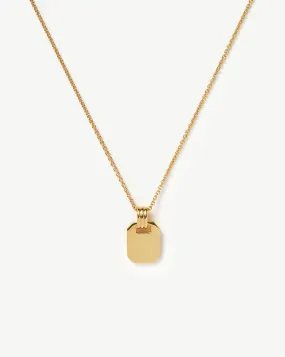 Engravable Small Tag Pendant Necklace | 18ct Gold Plated Vermeil