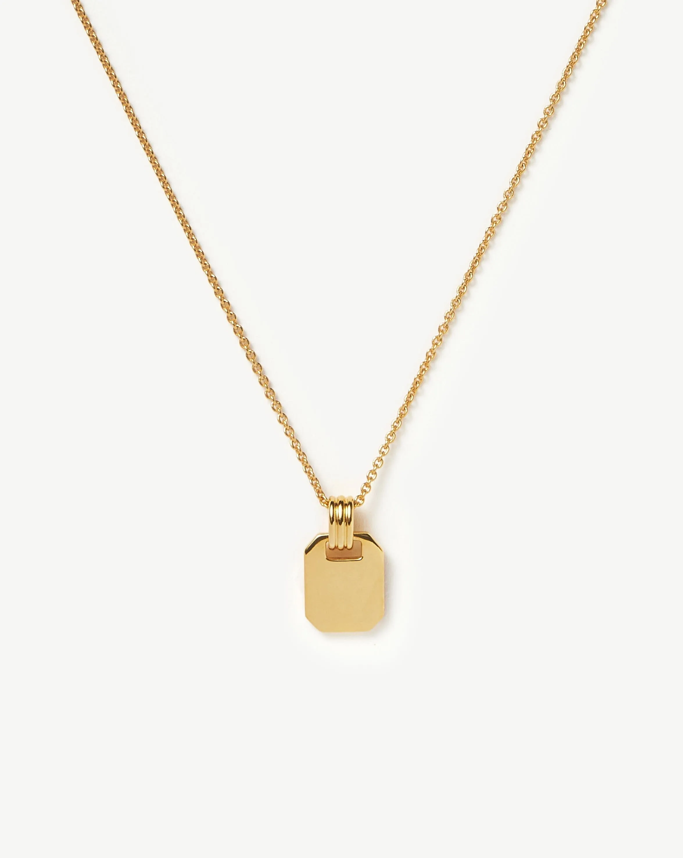 Engravable Small Tag Pendant Necklace | 18ct Gold Plated Vermeil