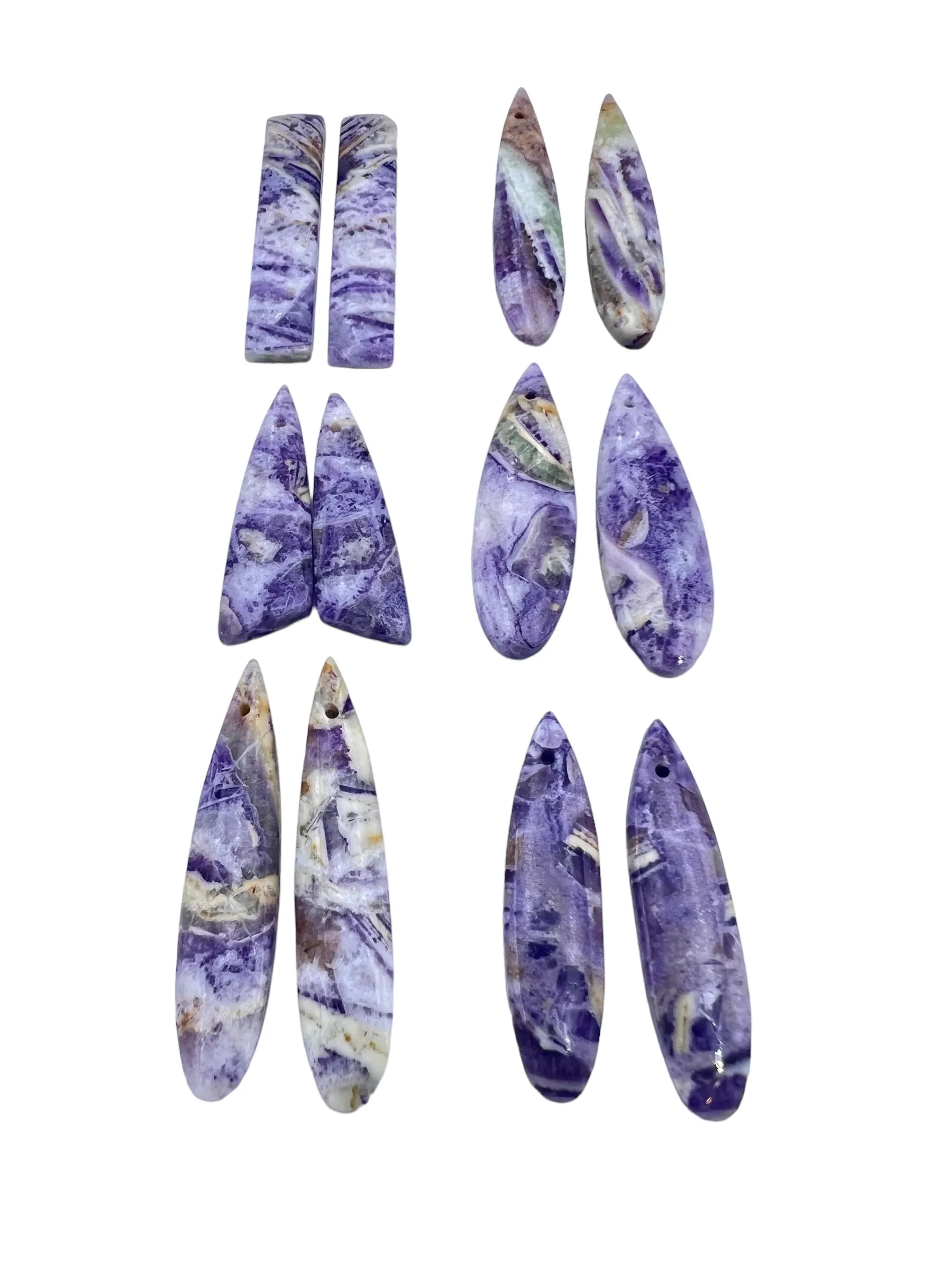 Fluorite in Quartz Earring Slab Bead Pairs (Select One Pair)