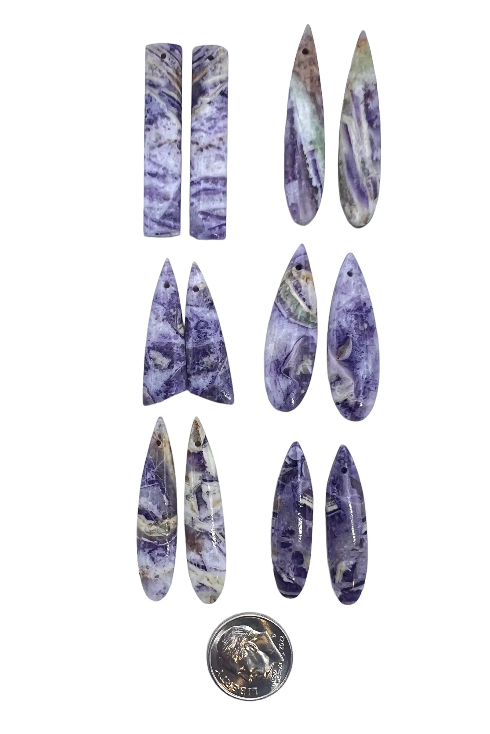 Fluorite in Quartz Earring Slab Bead Pairs (Select One Pair)