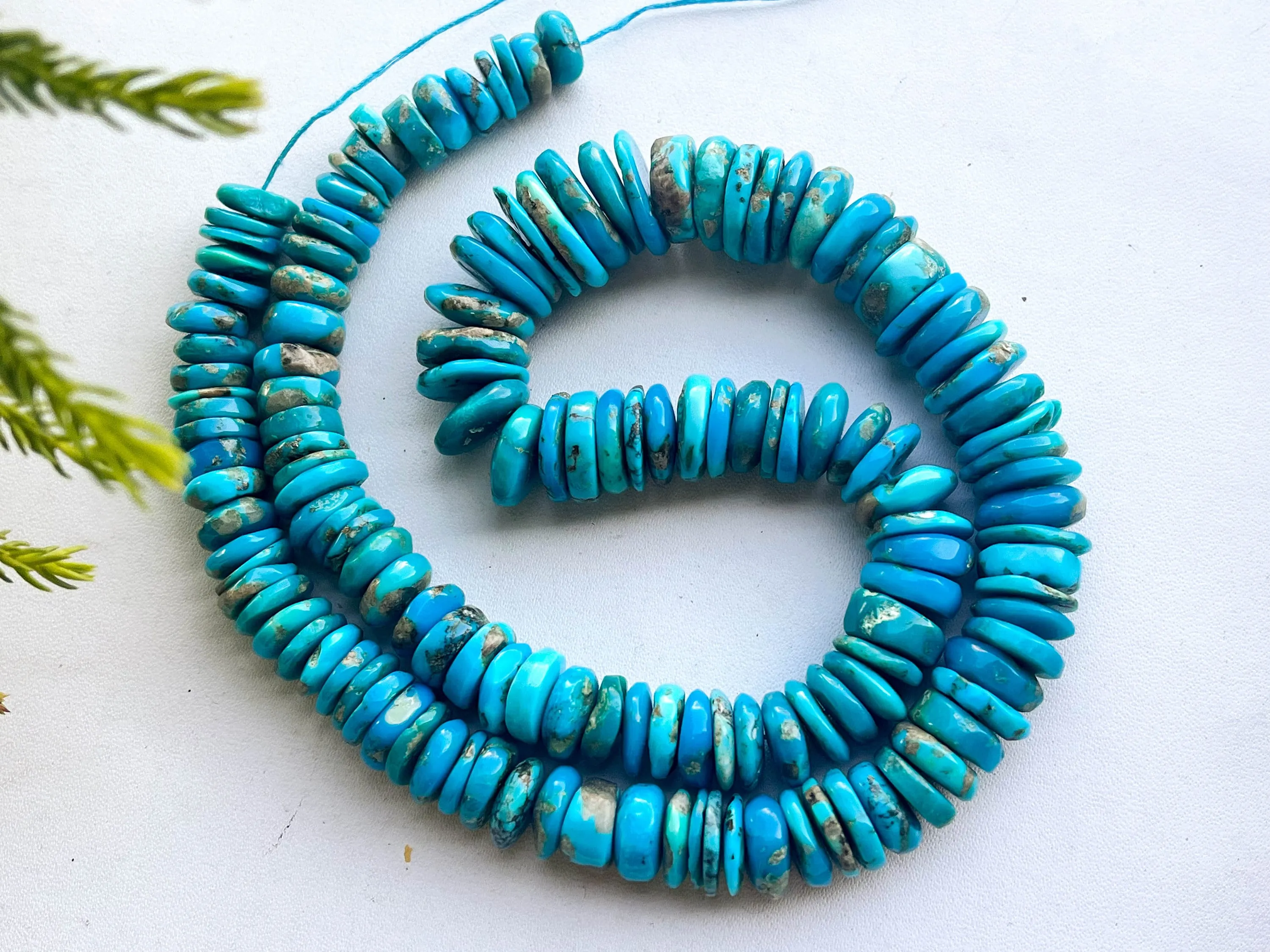 Genuine Arizona Turquoise Smooth Heishi Shape Beads