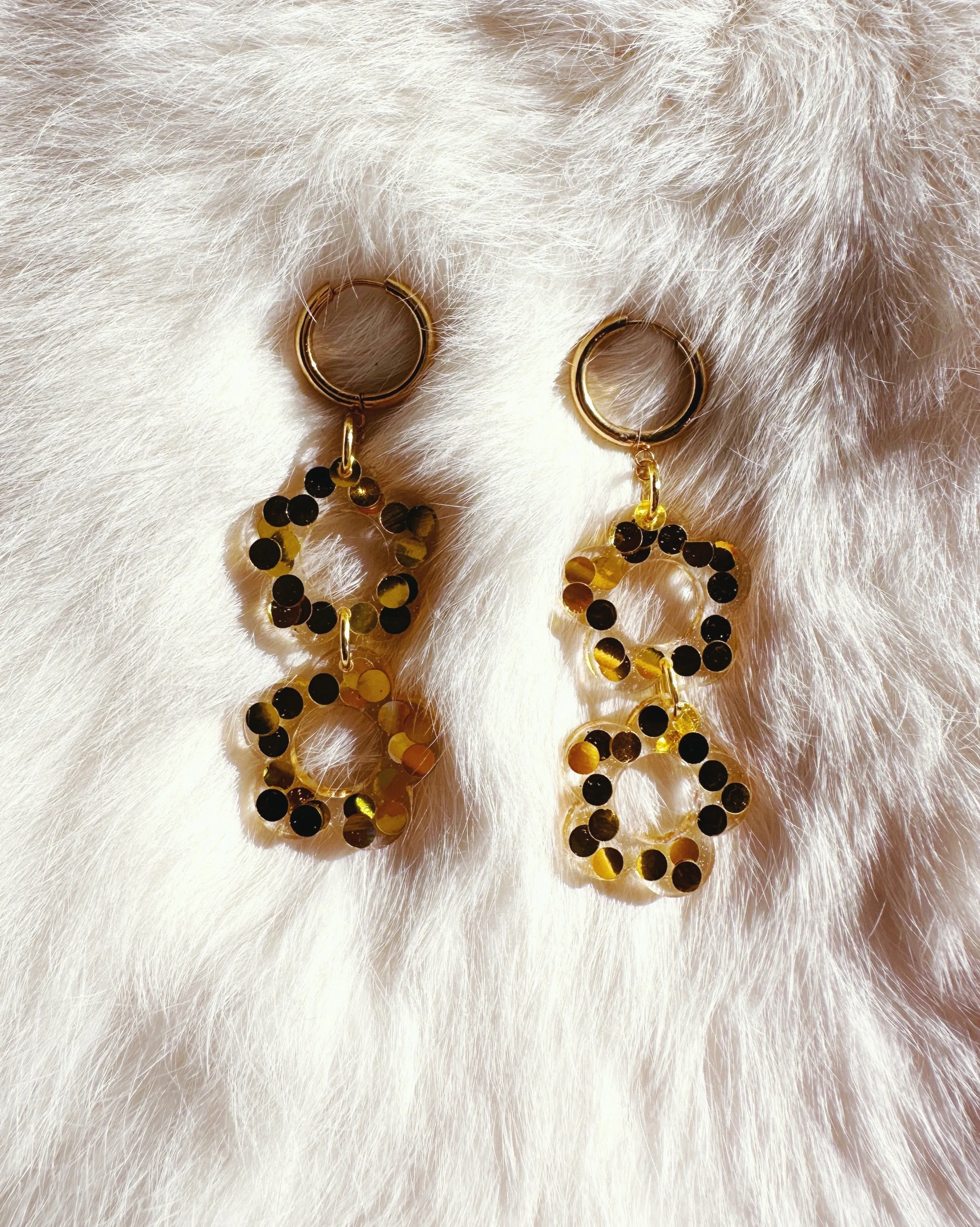 Gold Confetti Twin Flower Earrings