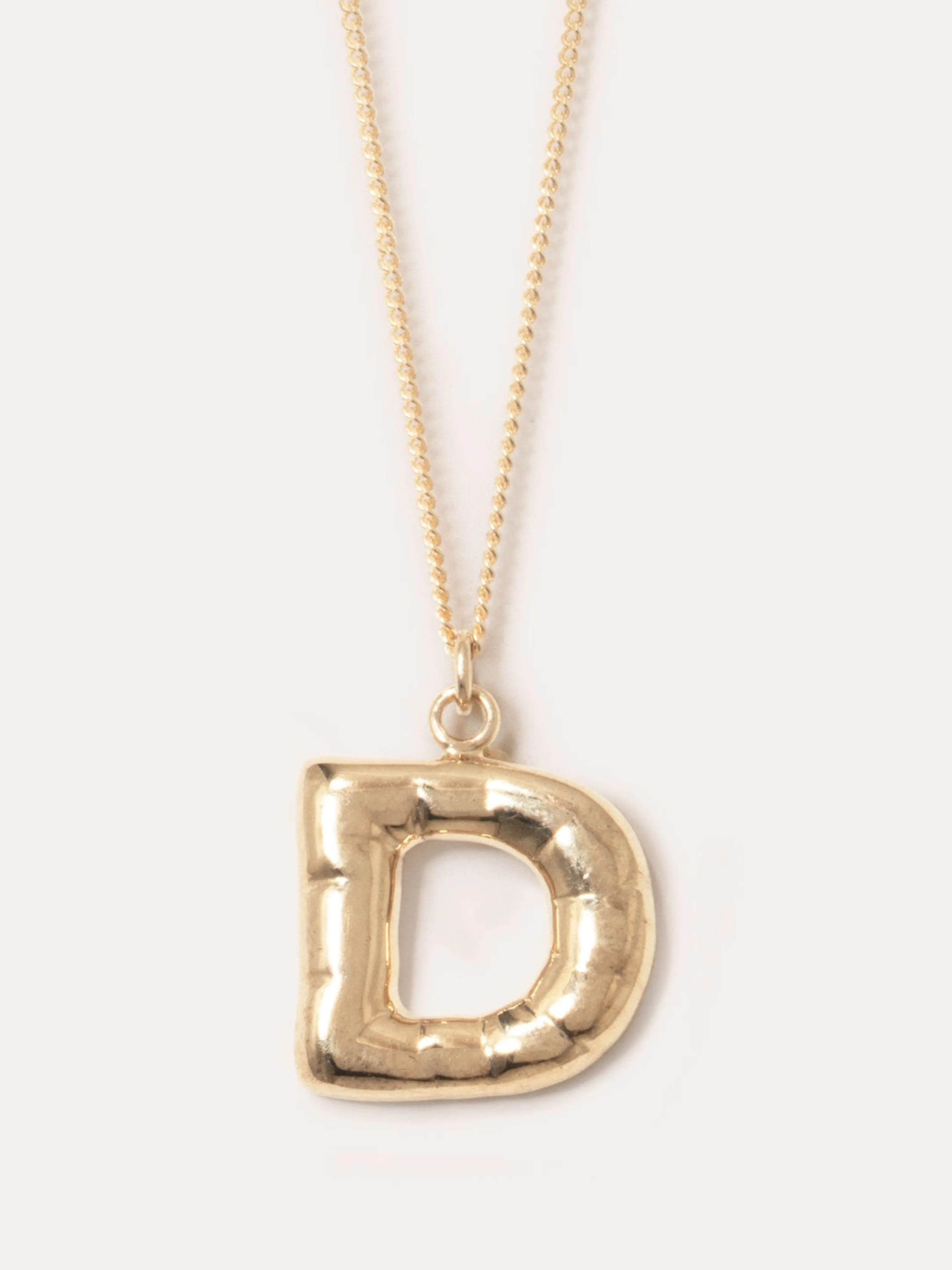 Gold Plated D Pendant with Chain