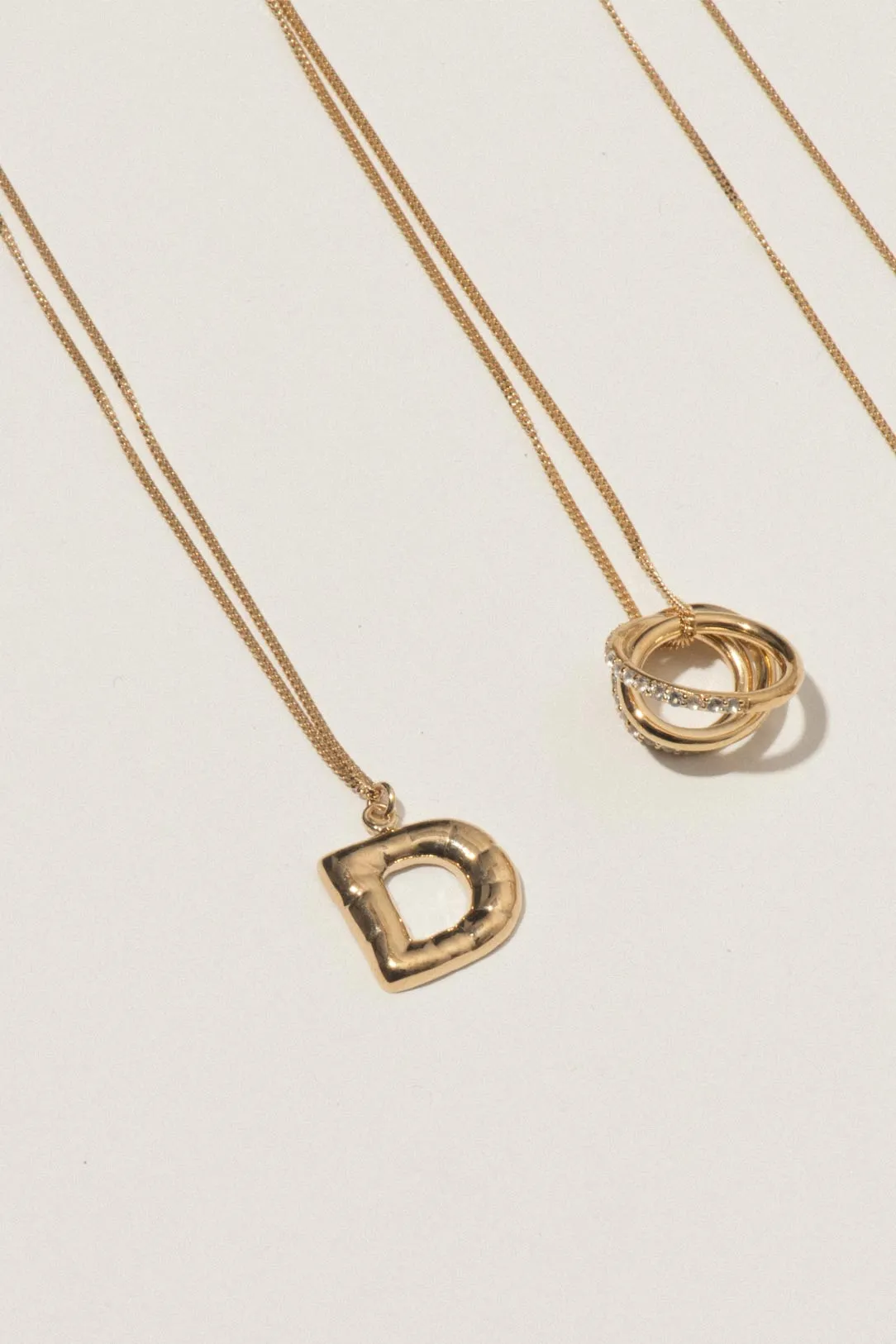 Gold Plated D Pendant with Chain