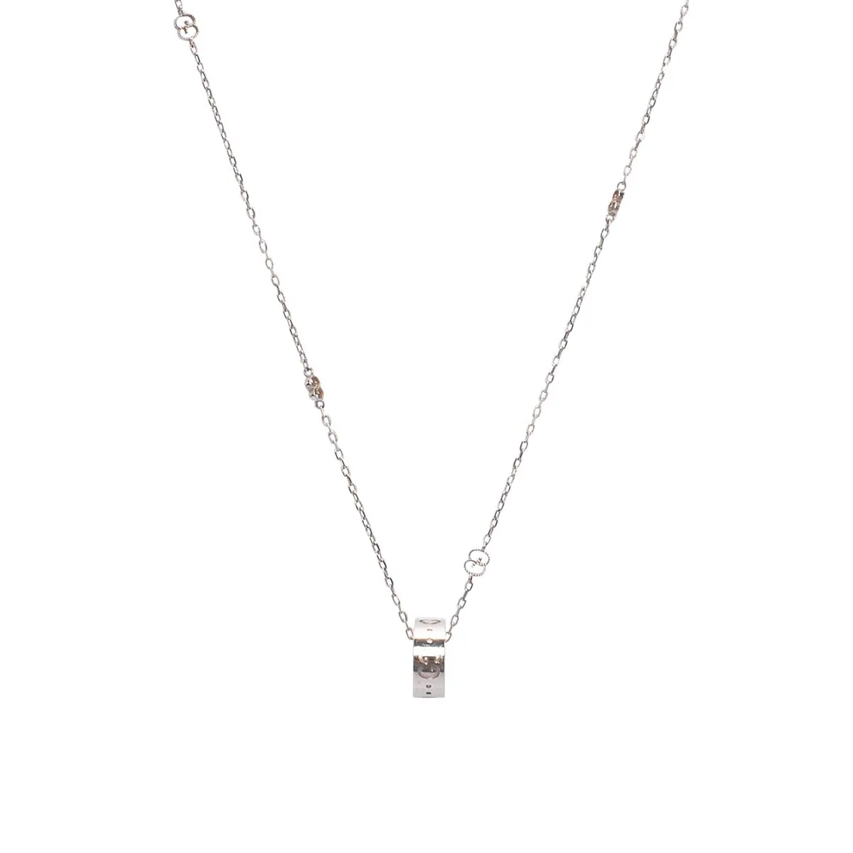 Gucci 18k White Gold Icon Heart Necklace