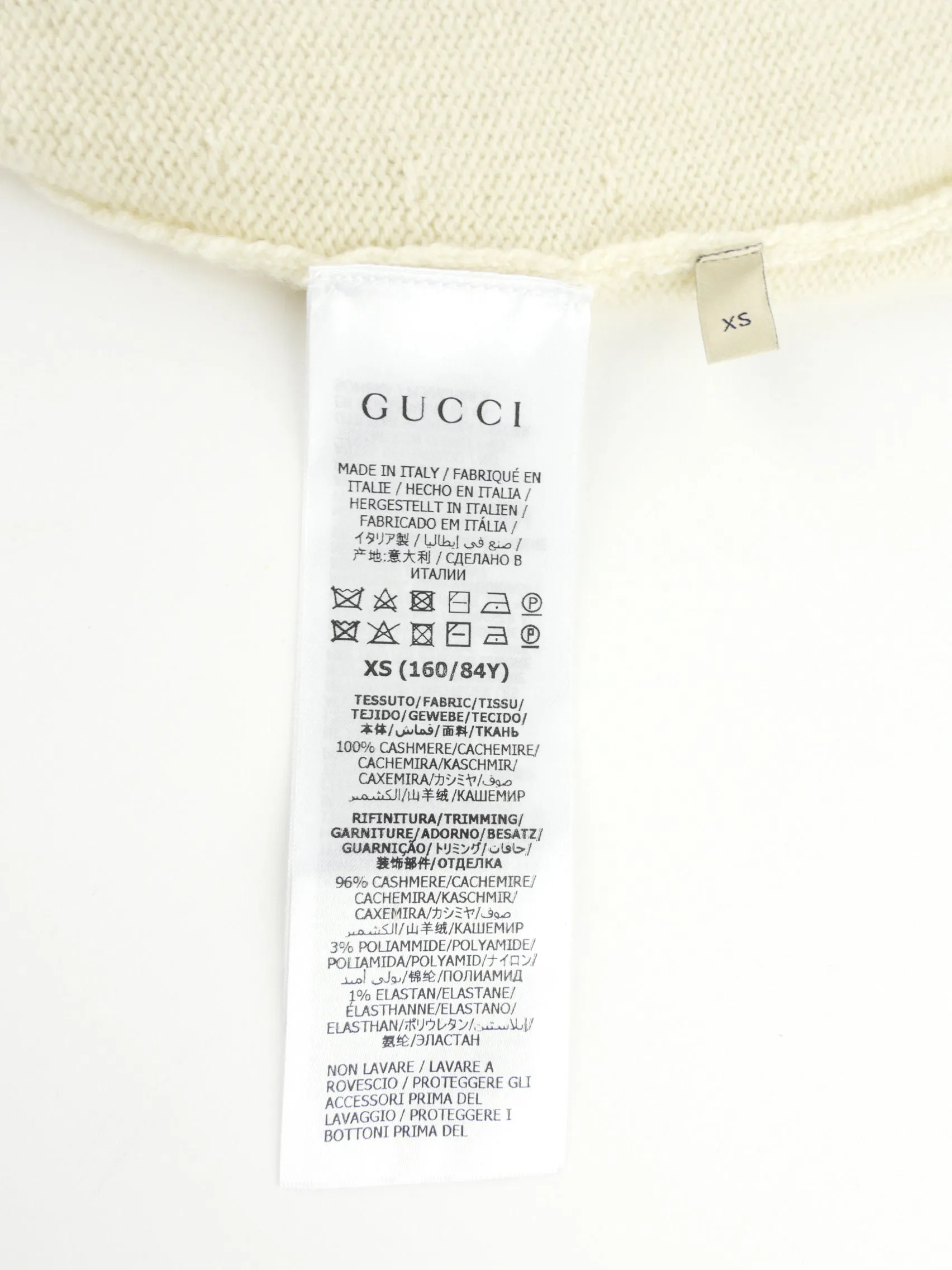 Gucci Cream Cashmere GG Chain Detail Knit Cardigan - XS