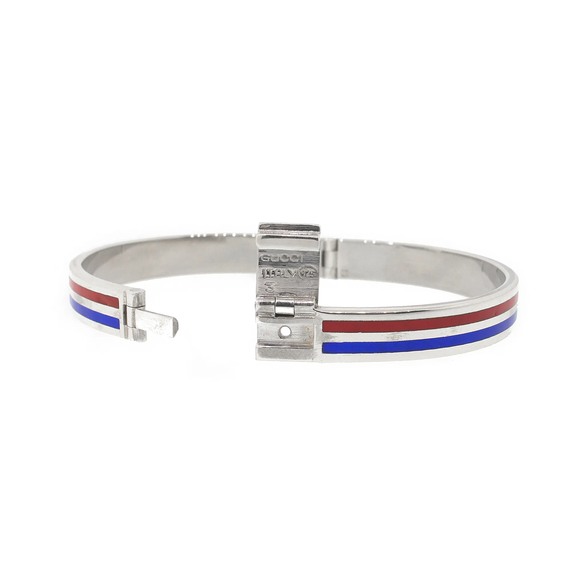 Gucci Vintage Enamel Silver Bangle Bracelet