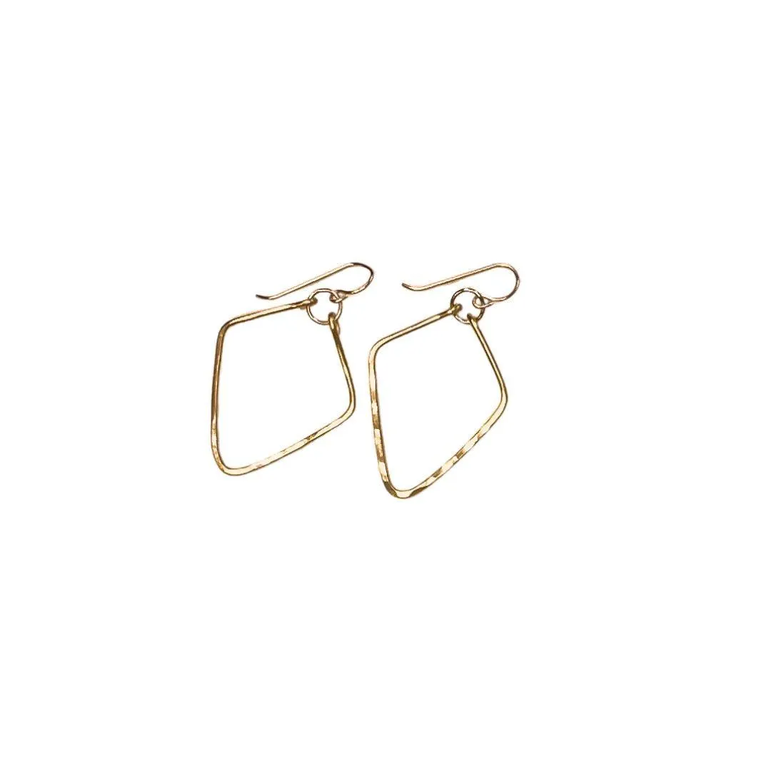 Hammered Brass Diamond Earrings