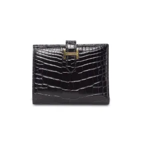 Hermes Amethyst Porosus Crocodile Bearn Compact Wallet