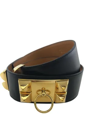 Hermes Leather Gold Plated Collier de Chien Belt Size 80