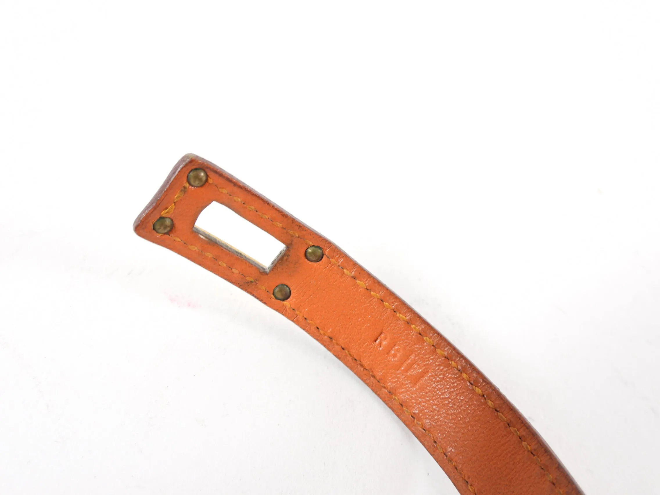 Hermes Vintage 2002 Orange Kelly Double Tour Bracelet GHW