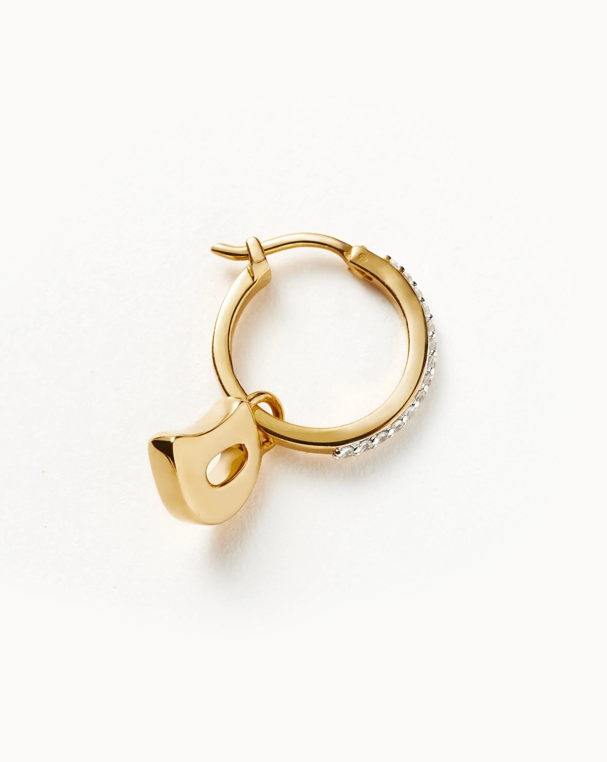 Initial Single Charm Hoop Earring - Initial D | 18ct Gold Plated Vermeil