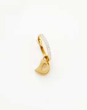 Initial Single Charm Hoop Earring - Initial D | 18ct Gold Plated Vermeil