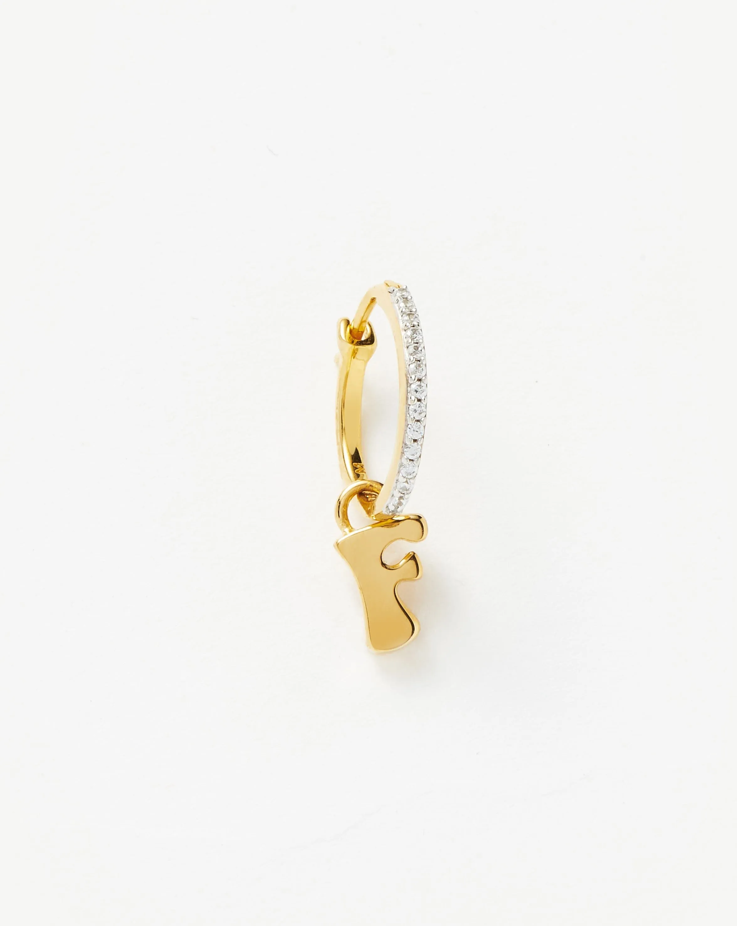 Initial Single Charm Hoop Earring - Initial F | 18ct Gold Plated Vermeil