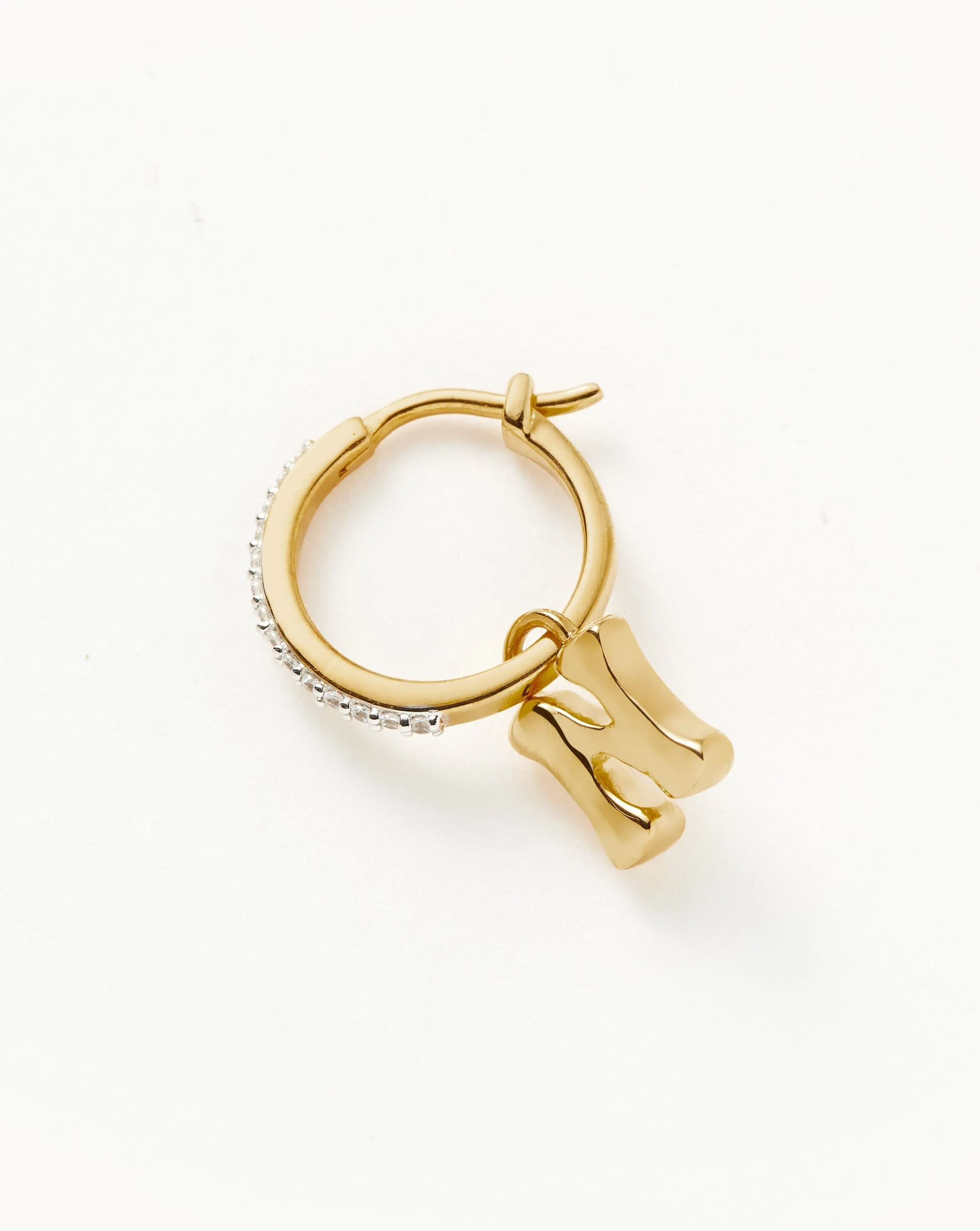 Initial Single Charm Hoop Earring - Initial N | 18ct Gold Plated Vermeil