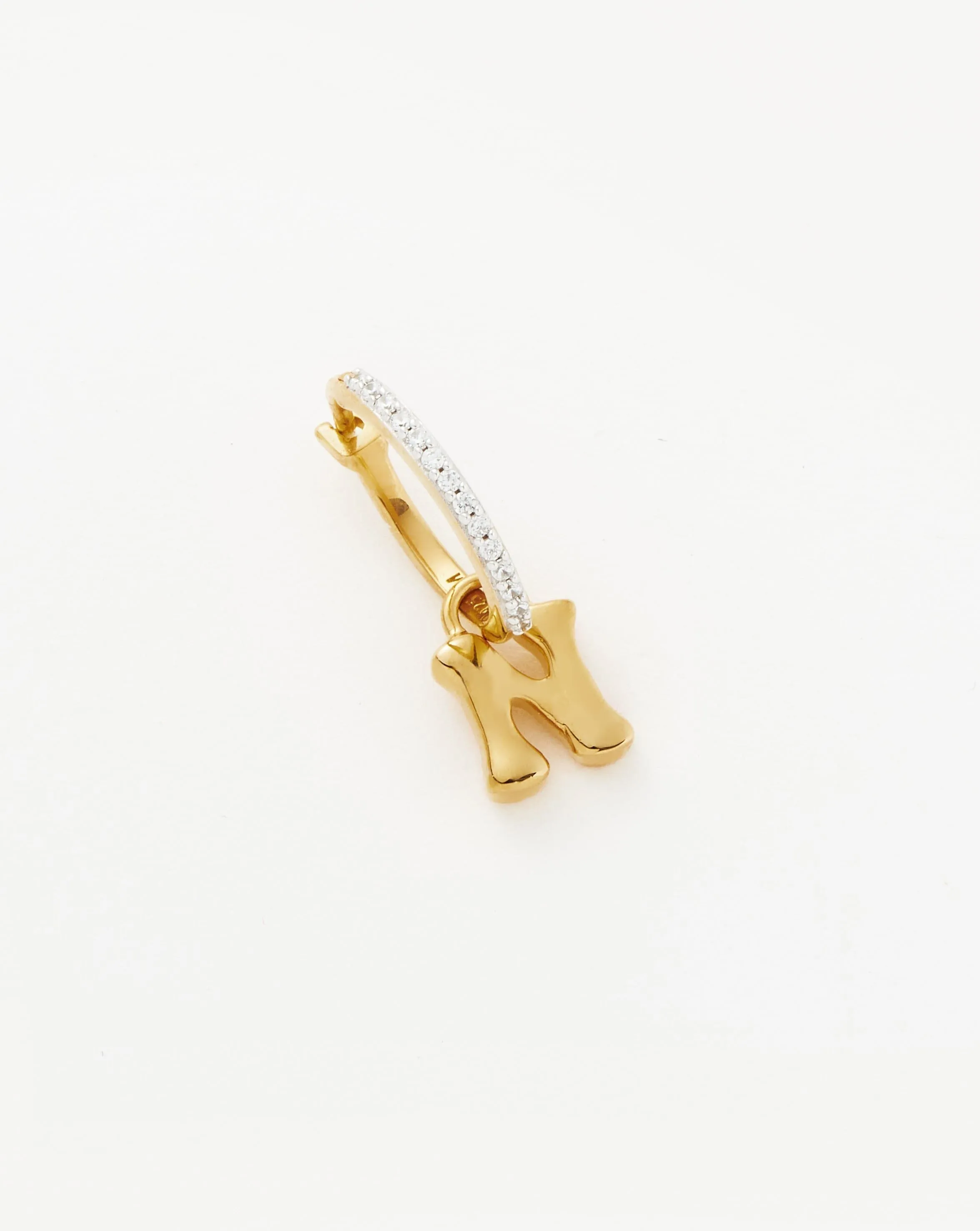 Initial Single Charm Hoop Earring - Initial N | 18ct Gold Plated Vermeil