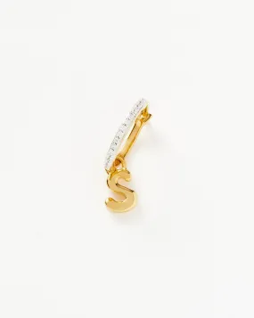 Initial Single Charm Hoop Earring - Initial S | 18ct Gold Plated Vermeil