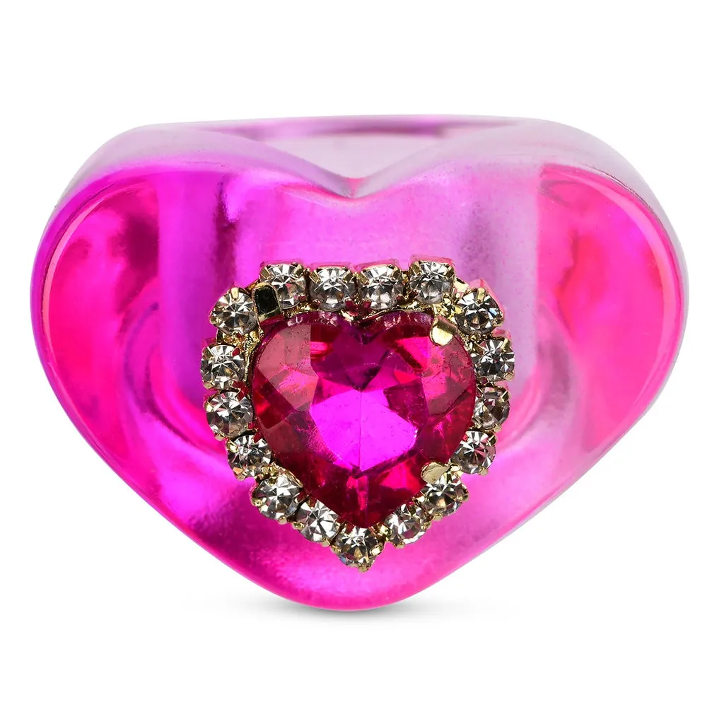 Iscream Jewel Heart Rings Set (4pc Set)