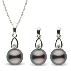 Juliet Collection Tahitian Pearl and Diamond Pendant & Earrings Set