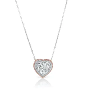 JUNO 4 CARAT HEART CUT G COLOR VS1DIAMOND PINK HALO PENDANT PLATINUM GIA CERTIFIED 3 CT BY MIKE NEKTA